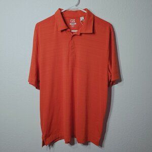 Cutter & Buck CB Orange Polo Shirt Large DryTec Moisture Wicking Breathable NWT